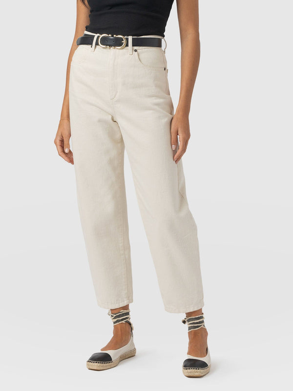 Barrel Leg Jean - Cream - Women's Denims | Saint + Sofia® USA