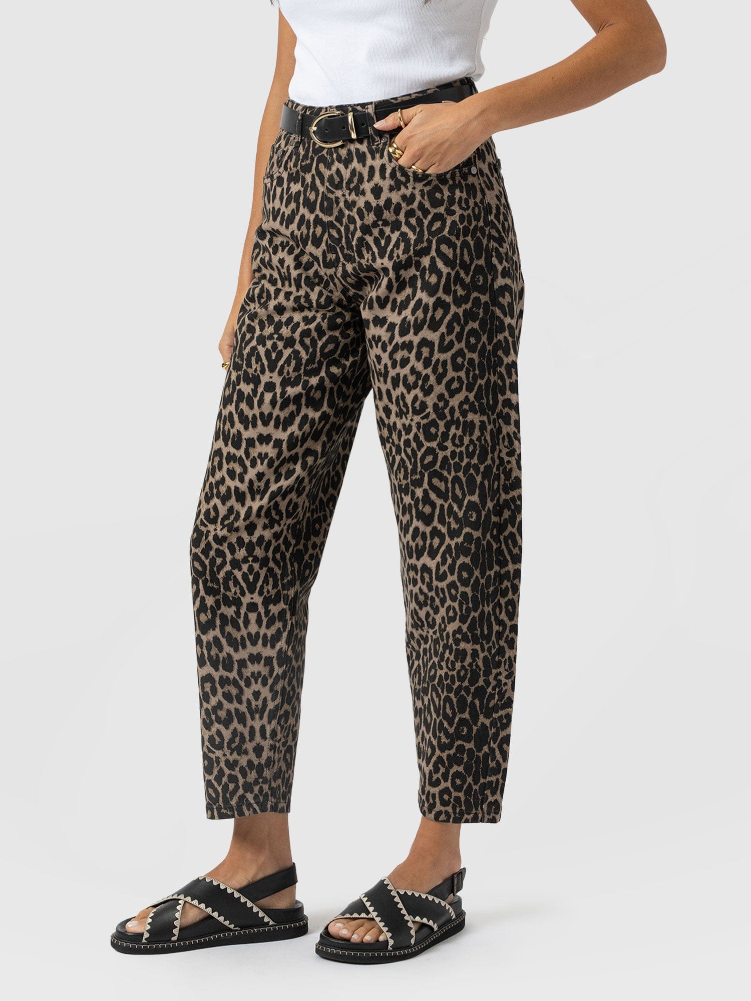 Barrel Leg Jean - Leopard - Women's Jeans | Saint + Sofia® USA