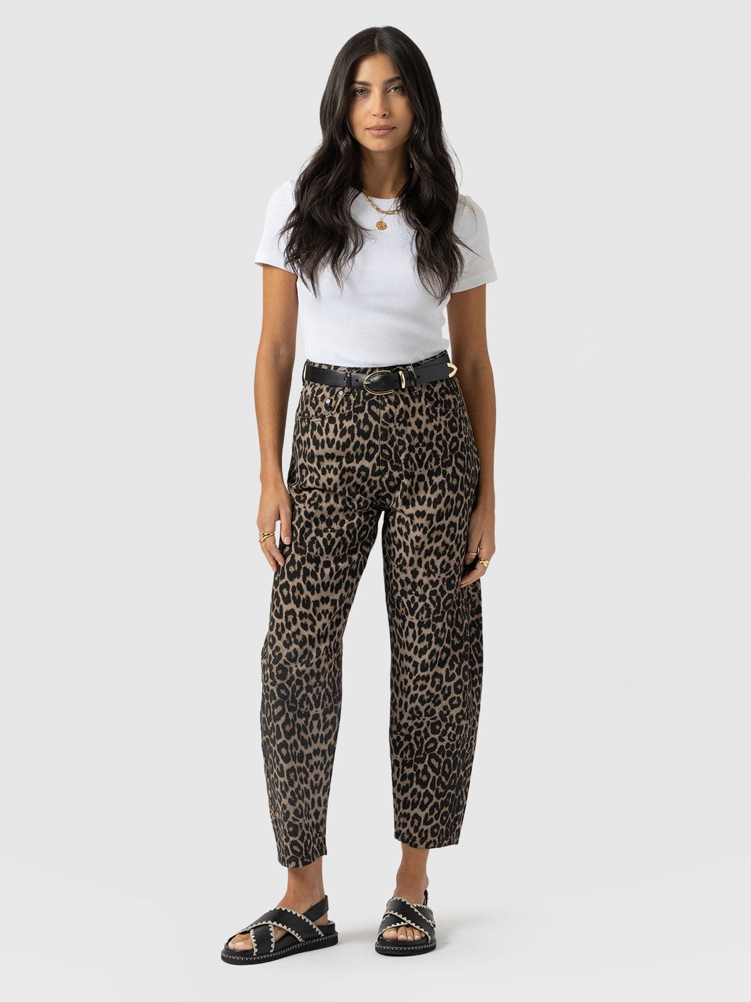 Barrel Leg Jean - Leopard - Women's Jeans | Saint + Sofia® USA