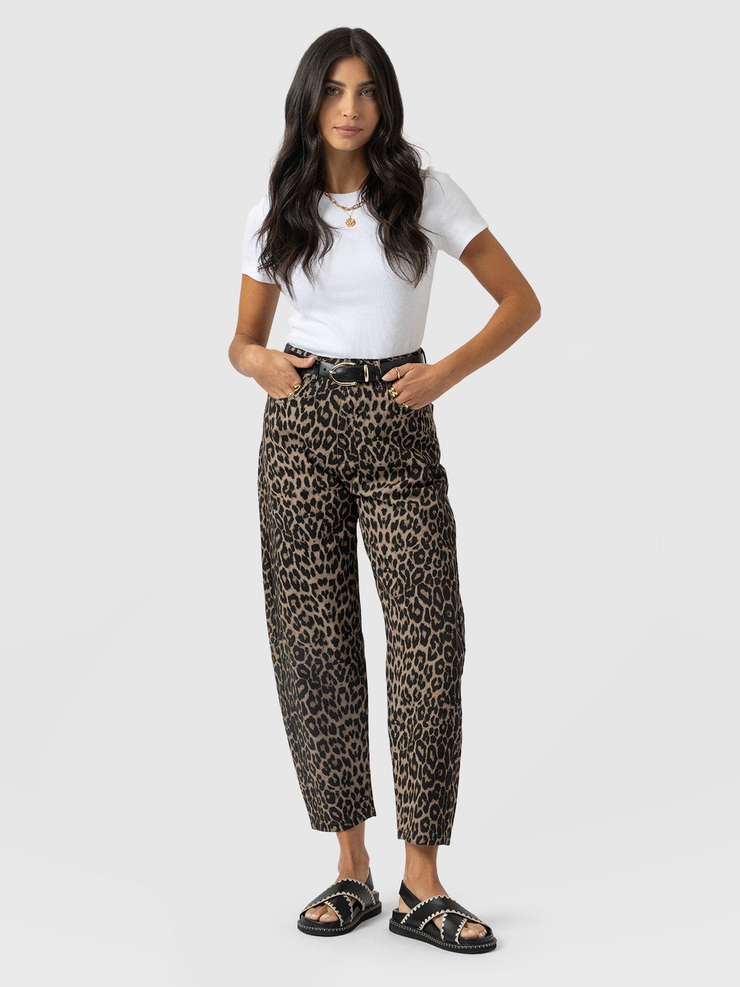 Barrel Leg Jean - Leopard - Women's Jeans | Saint + Sofia® USA