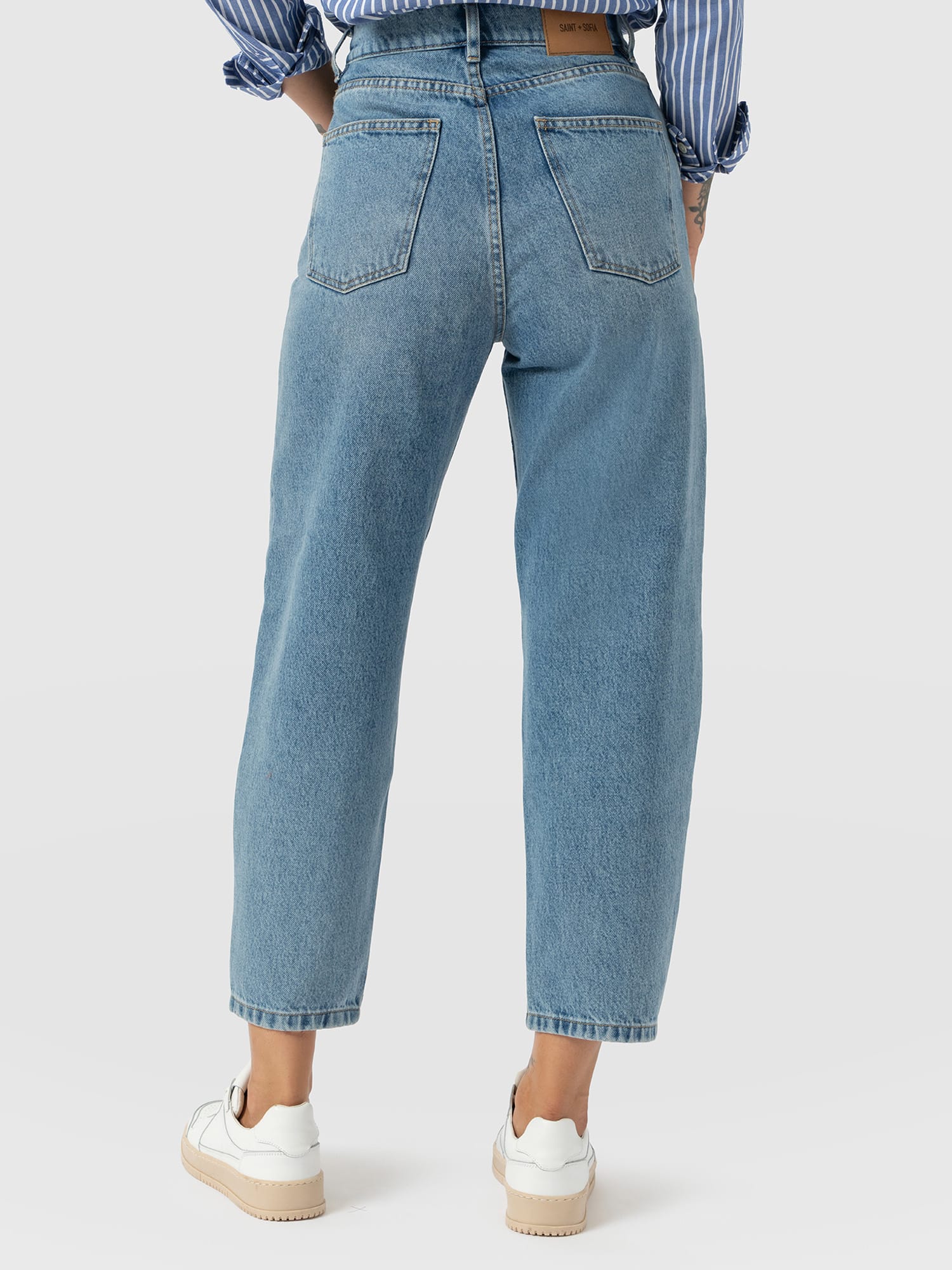 Barrel Leg Jean - Light Blue - Women's Denims | Saint and Sofia® USA