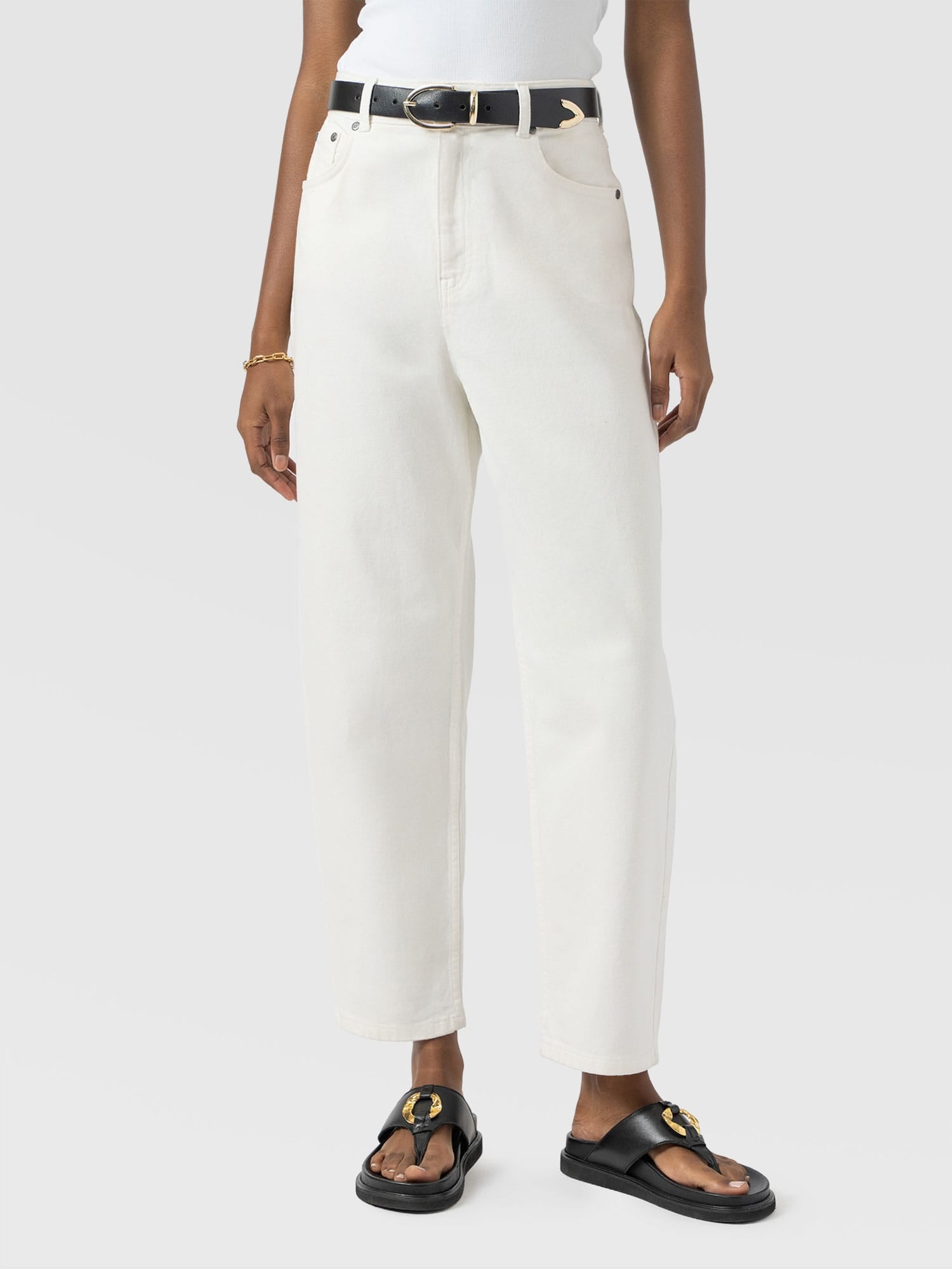 Barrel Leg Jean - White - Women's Jeans | Saint + Sofia® USA