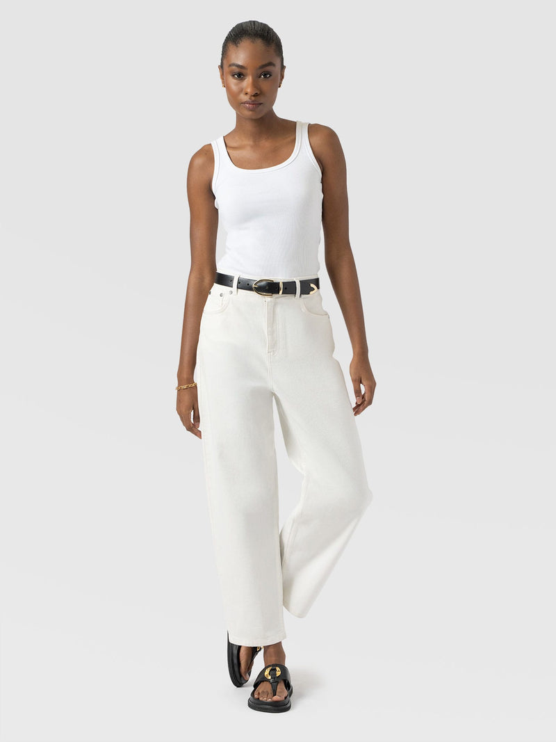 Barrel Leg Jean - White - Women's Jeans | Saint + Sofia® USA