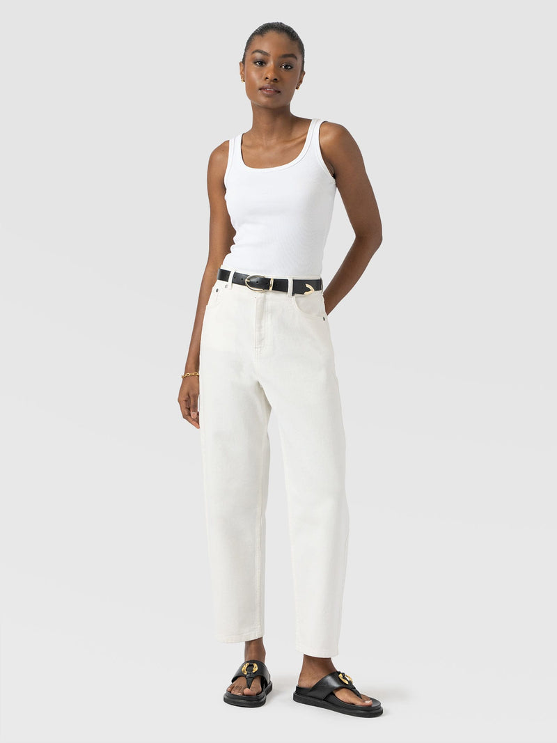 Barrel Leg Jean - White - Women's Jeans | Saint + Sofia® USA