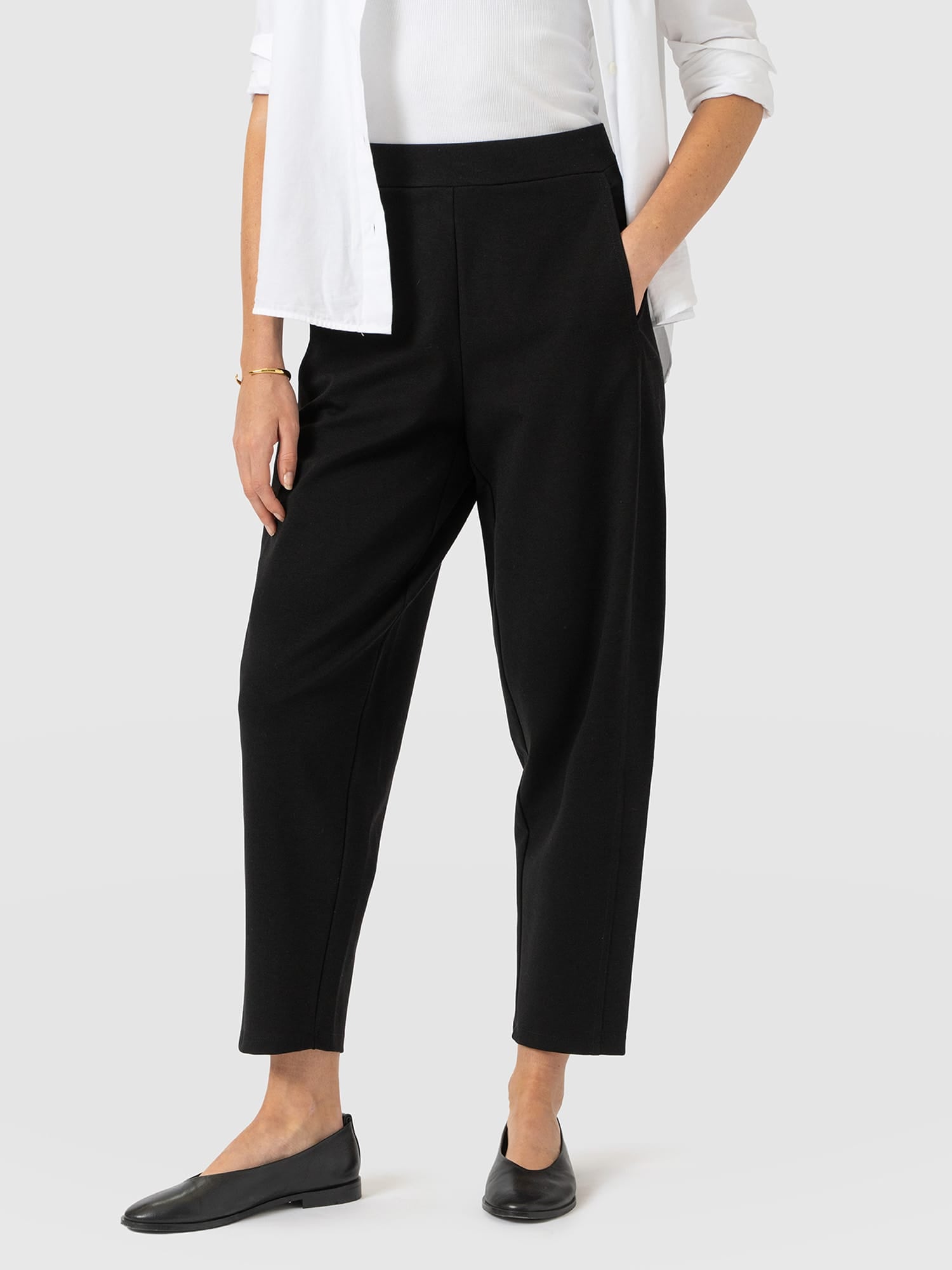 Barrel Leg Jersey Pant - Black - Women's Pants | Saint and Sofia® USA