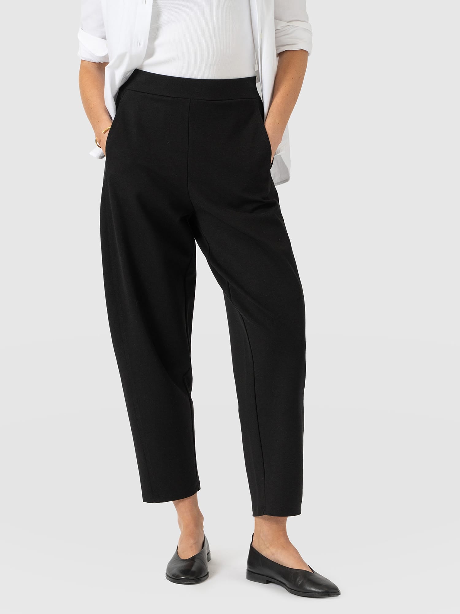 Barrel Leg Jersey Pant - Black - Women's Pants | Saint and Sofia® USA