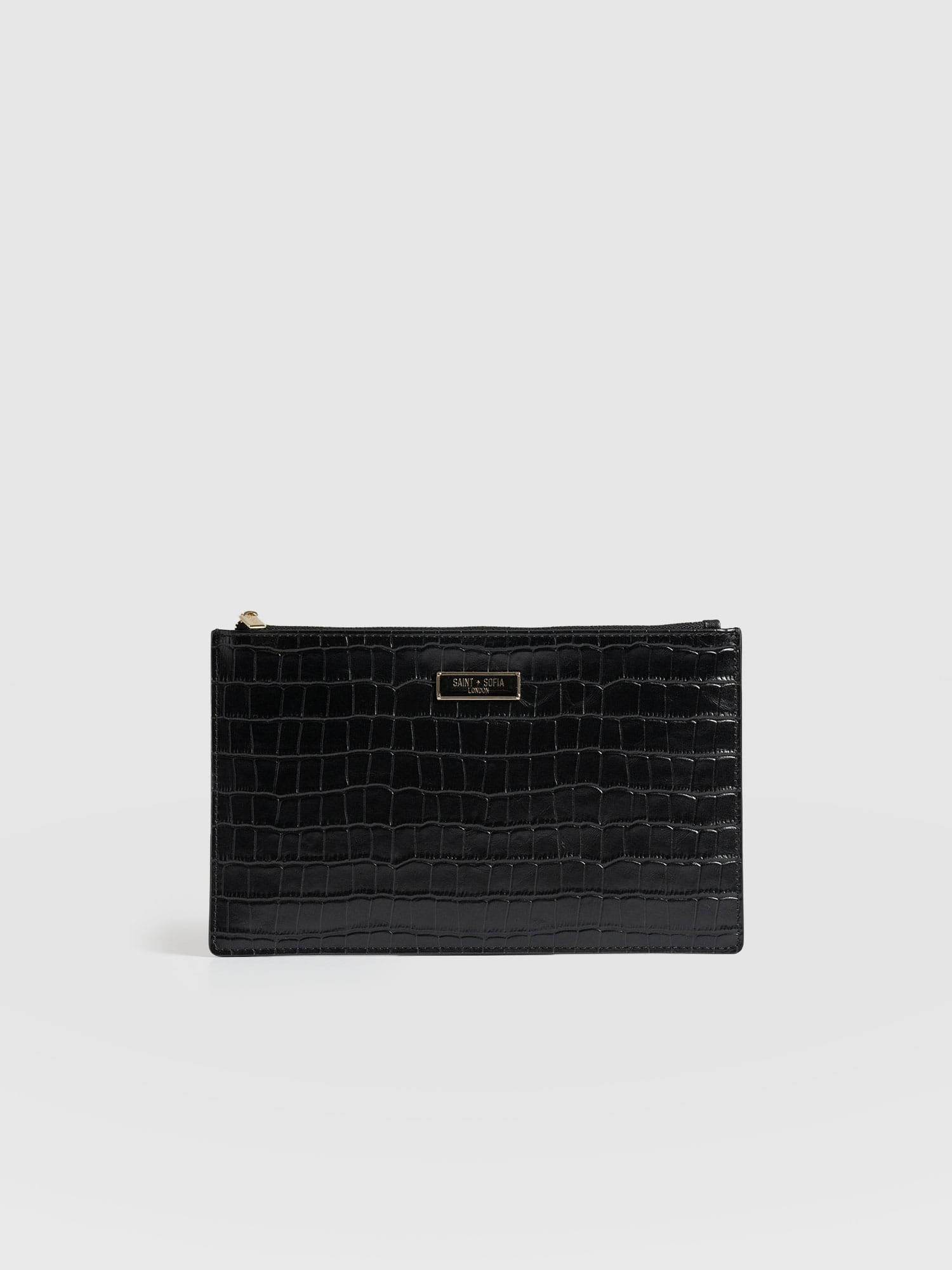 Beauty Pouch Black Croc - Women's Travel Accessories | Saint + Sofia® US