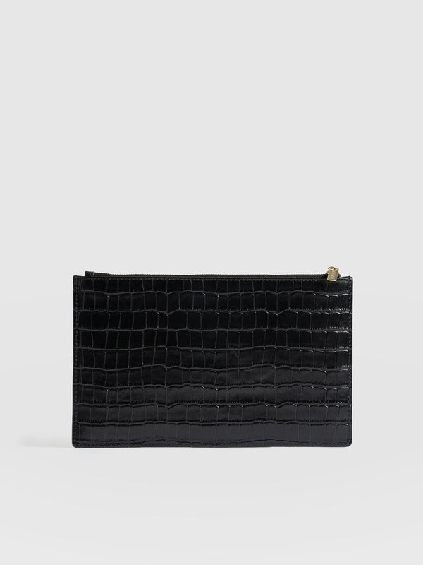 Beauty Pouch Black Croc - Women's Travel Accessories | Saint + Sofia® US