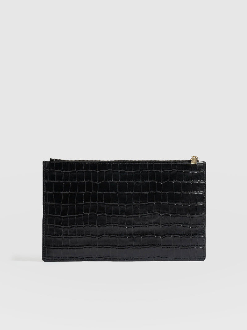 Beauty Pouch Black Croc - Women's Travel Accessories | Saint + Sofia® US