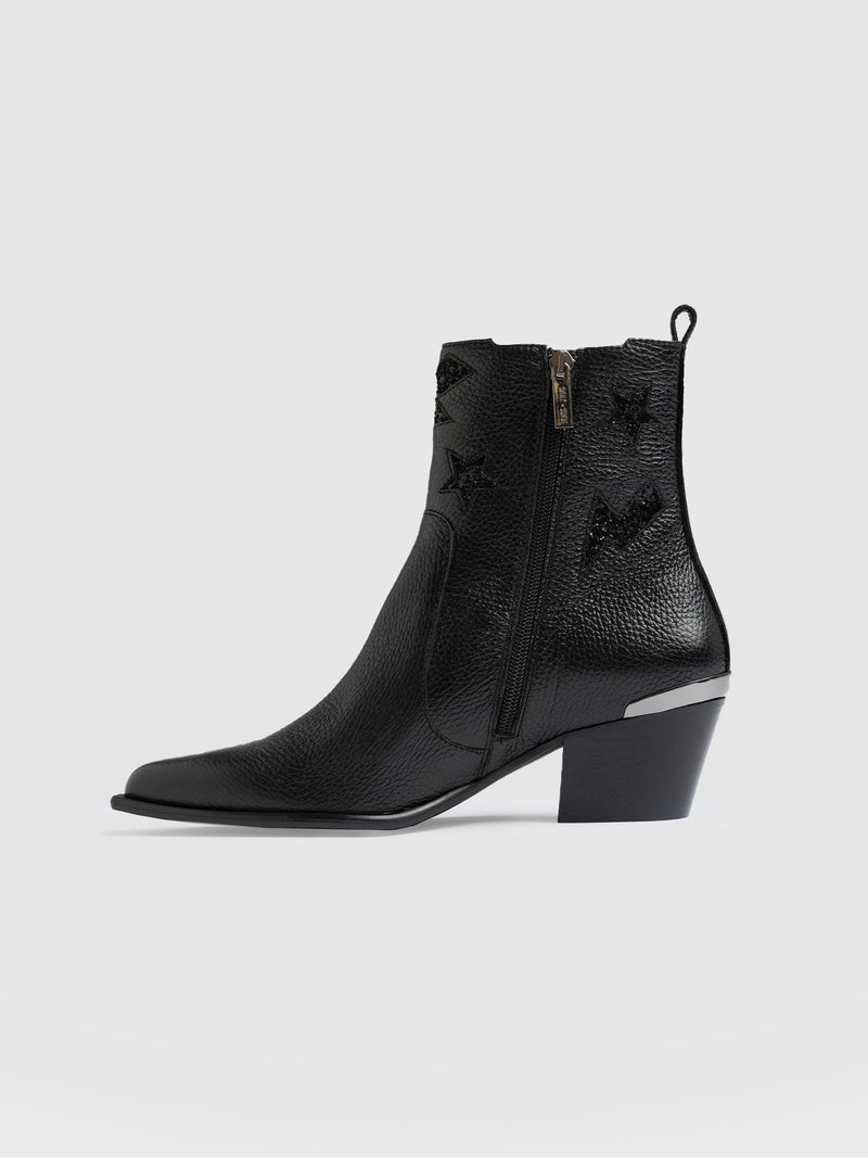 Billie Rock Boot Black - Women's Leather Boots | Saint + Sofia® UK