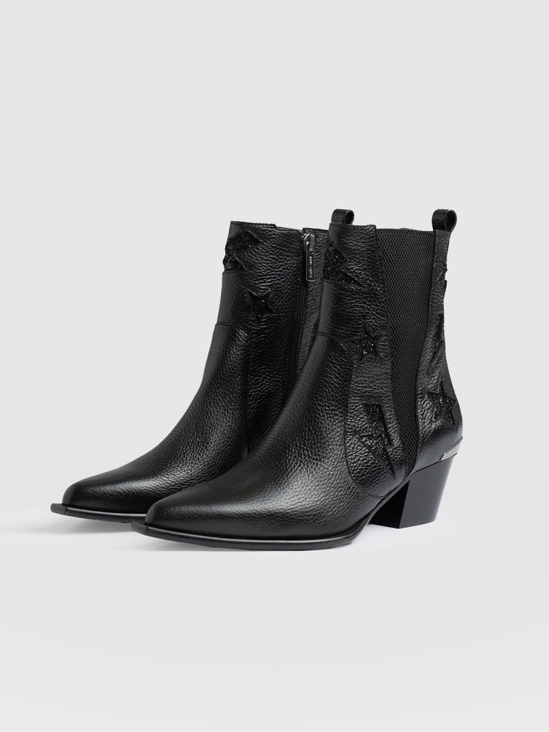 Billie Rock Boot Black - Women's Leather Boots | Saint + Sofia® UK