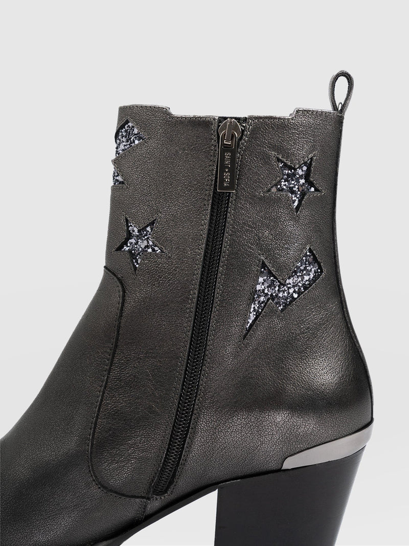 Billie Rock Boot Gunmetal - Women's Leather Boots | Saint + Sofia® UK