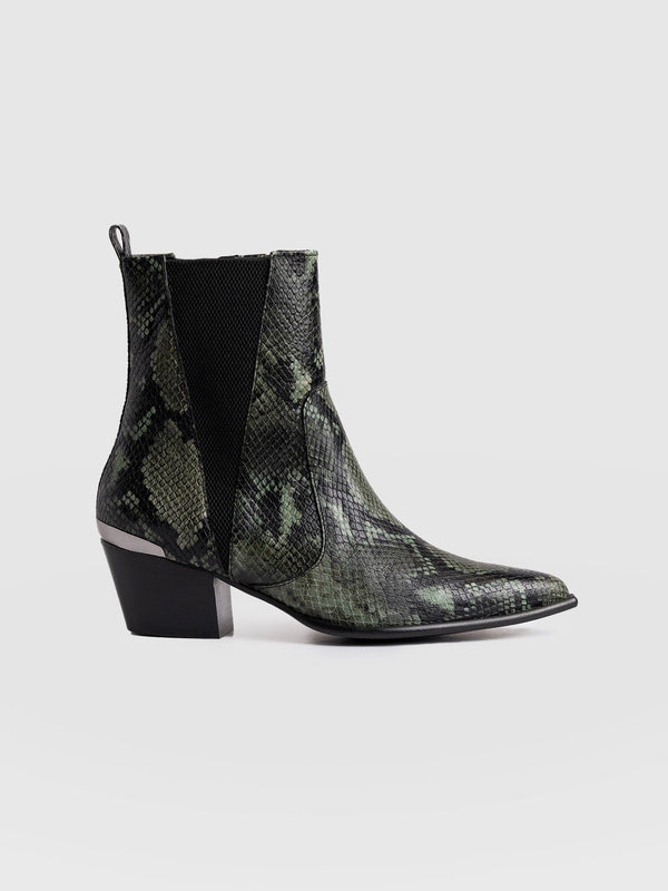 Billie Snake Boot - Green