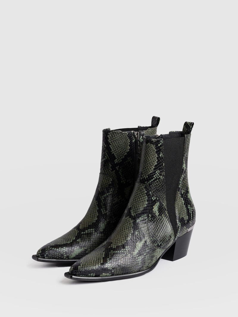 Billie Snake Boot - Green