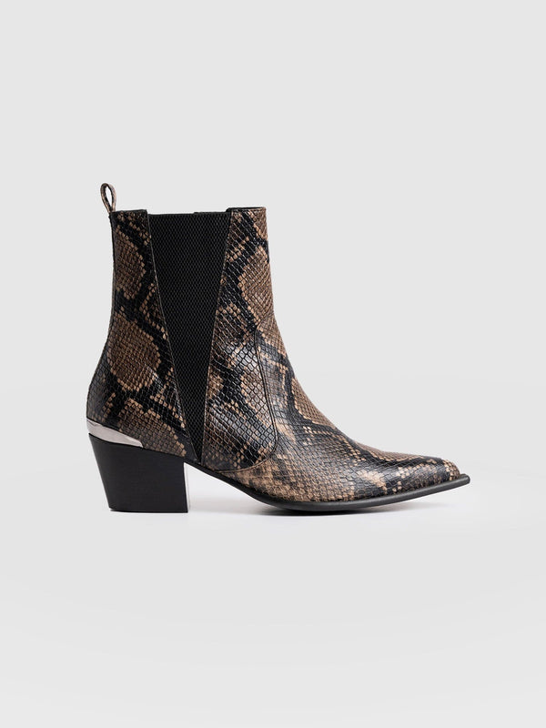 Billie Snake Boot - Taupe