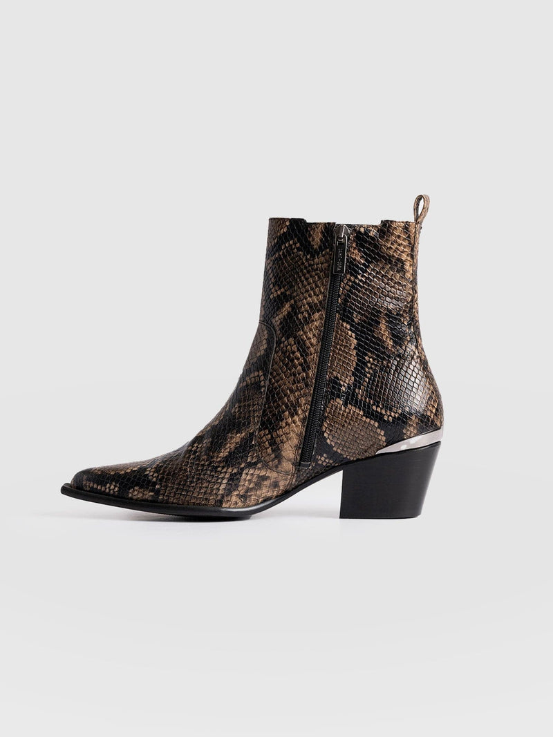 Billie Snake Boot - Taupe