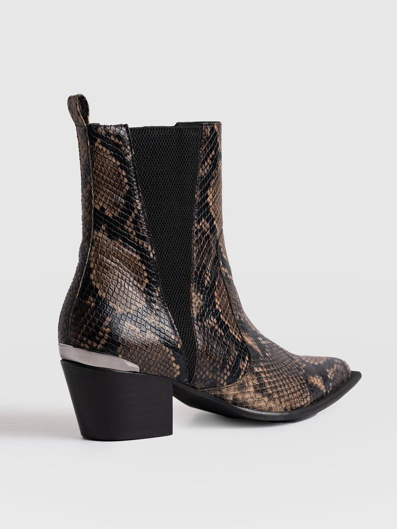 Billie Snake Boot - Taupe