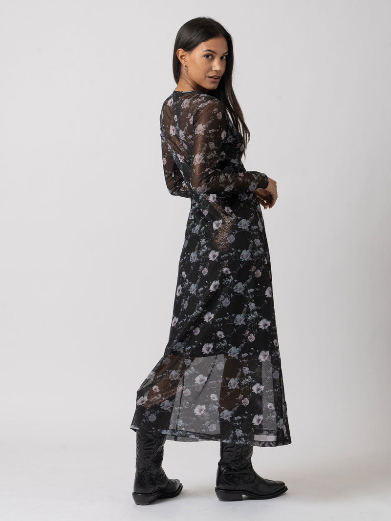 Black Runway Mesh Dress Gothic Floral - Women's Dresses | Saint + Sofia® USA