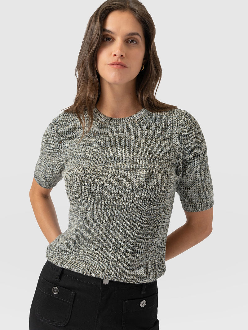 Blair Knit Tee - Black/Blue/Yellow - Women's Sweaters | Saint and Sofia® USA