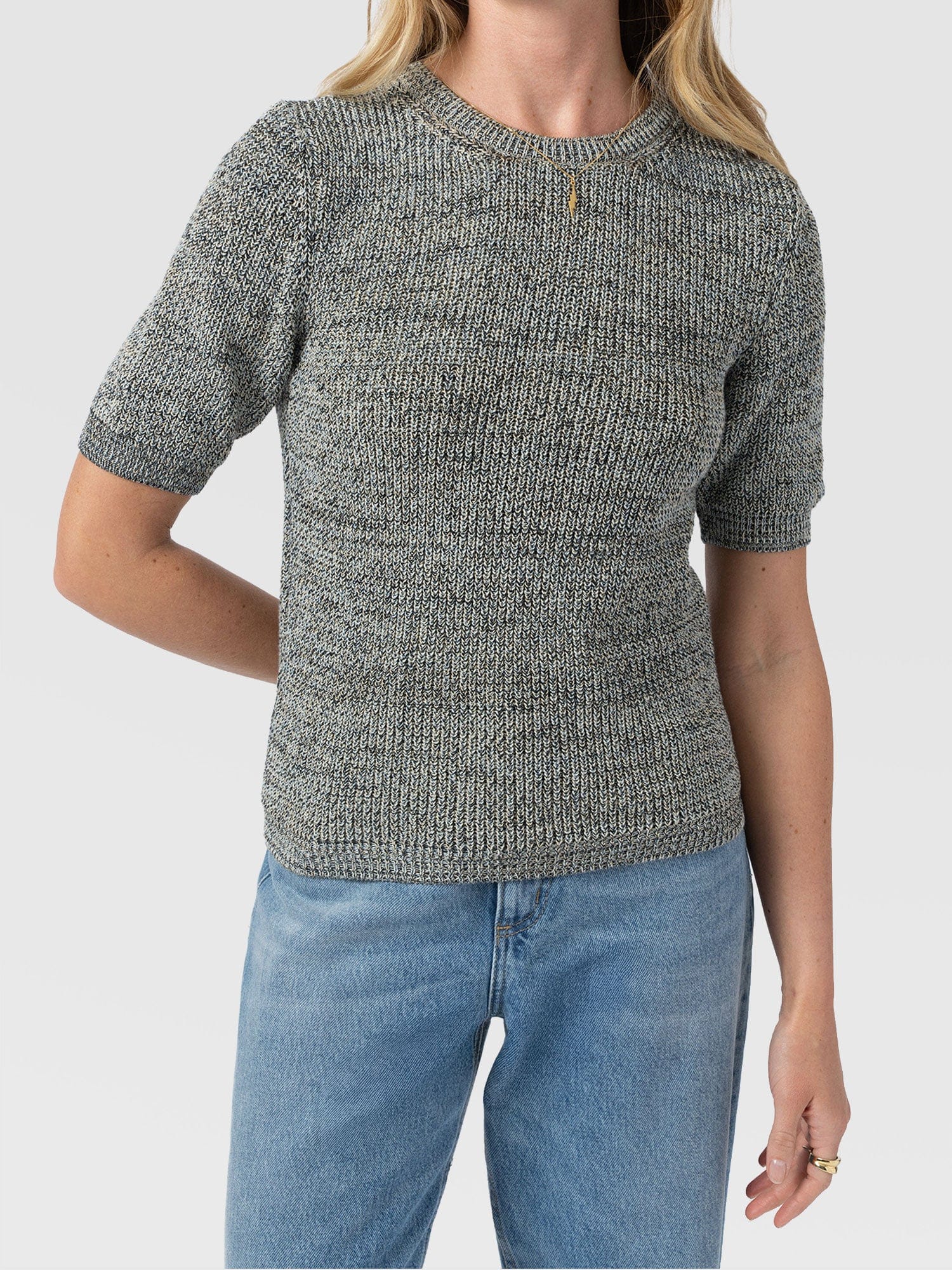 Blair Knit Tee - Black/Blue/Yellow - Women's Sweaters | Saint + Sofia® USA