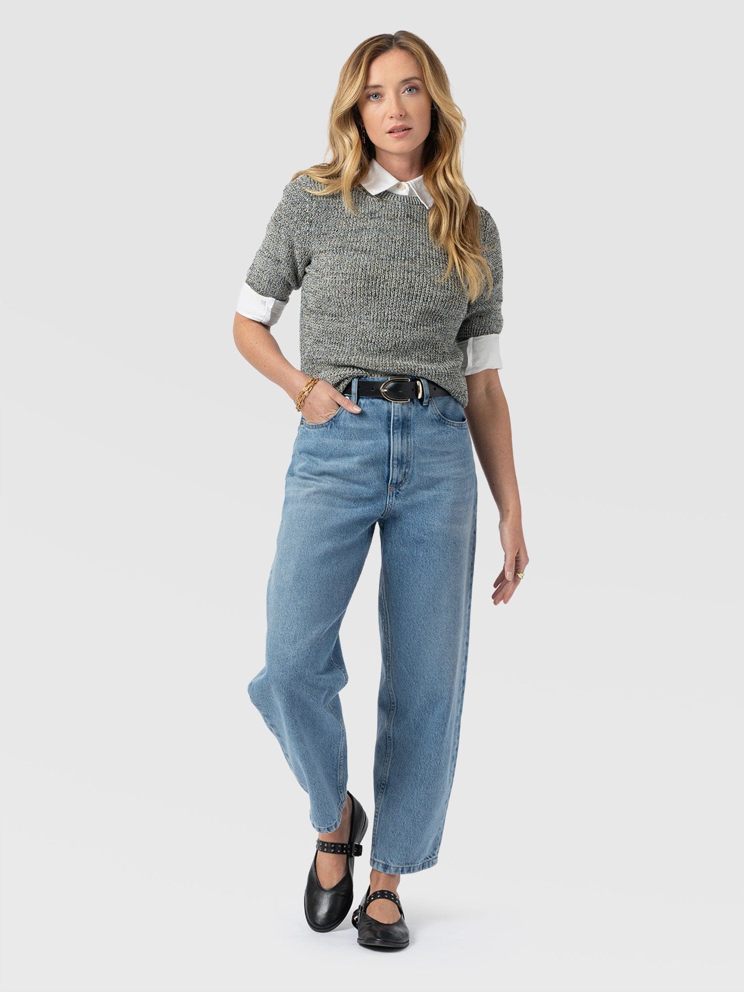 Blair Knit Tee - Black/Blue/Yellow - Women's Sweaters | Saint + Sofia® USA