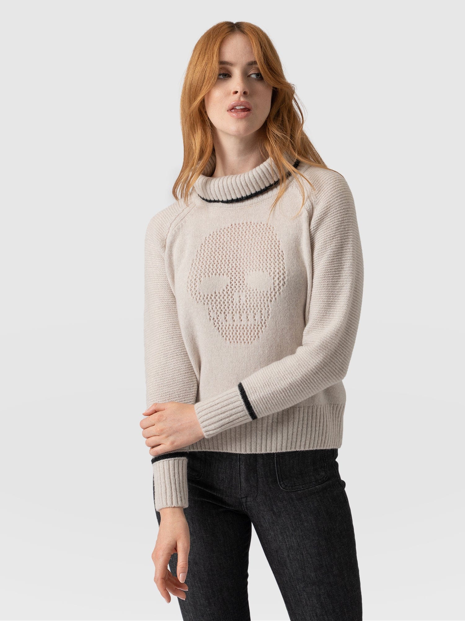 Blake Cashmere Skull Sweater Cream - Women's Sweaters | Saint + Sofia® USA