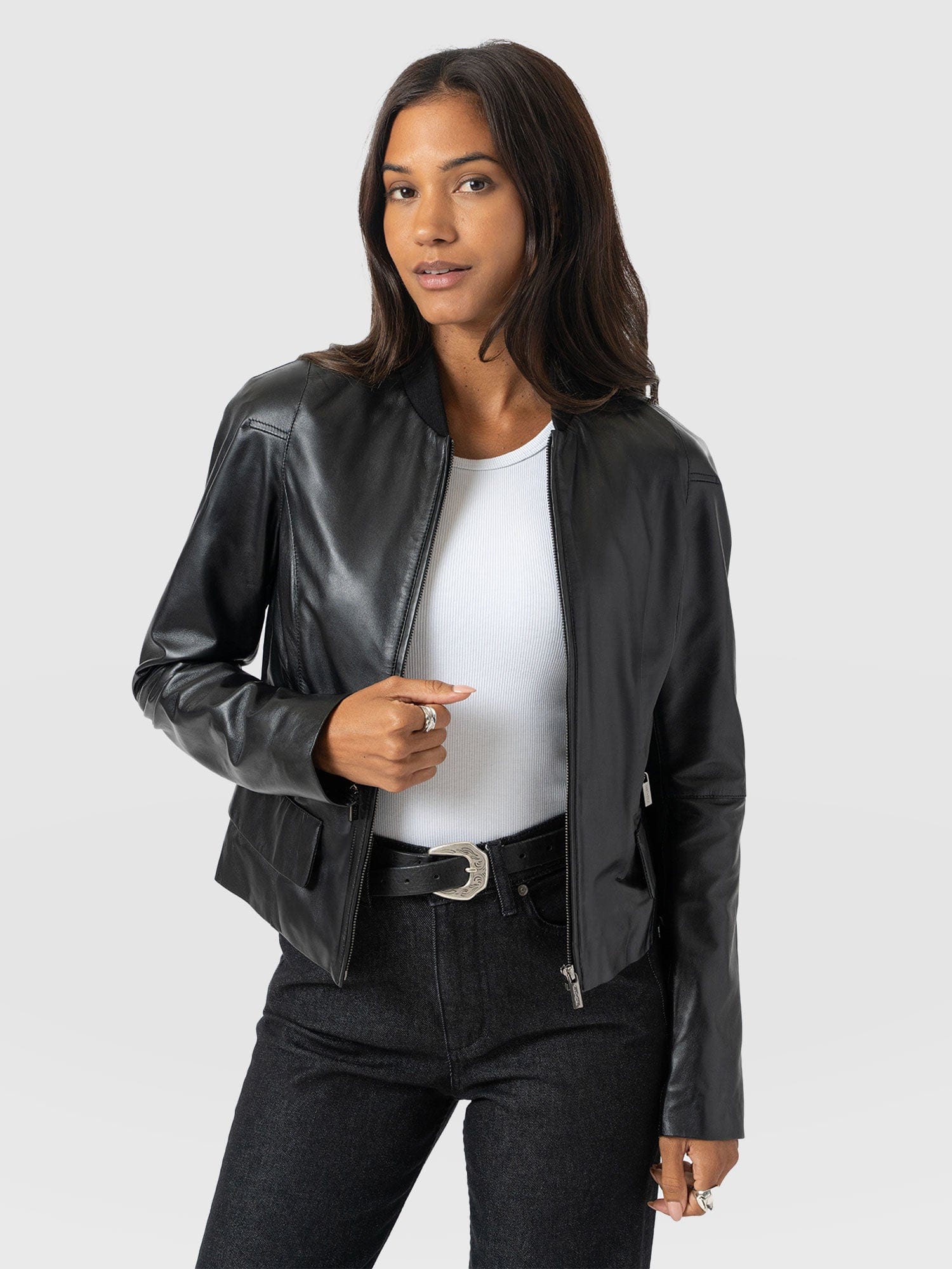 Blane Leather Jacket Black - Women's Leather Jackets | Saint + Sofia® USA