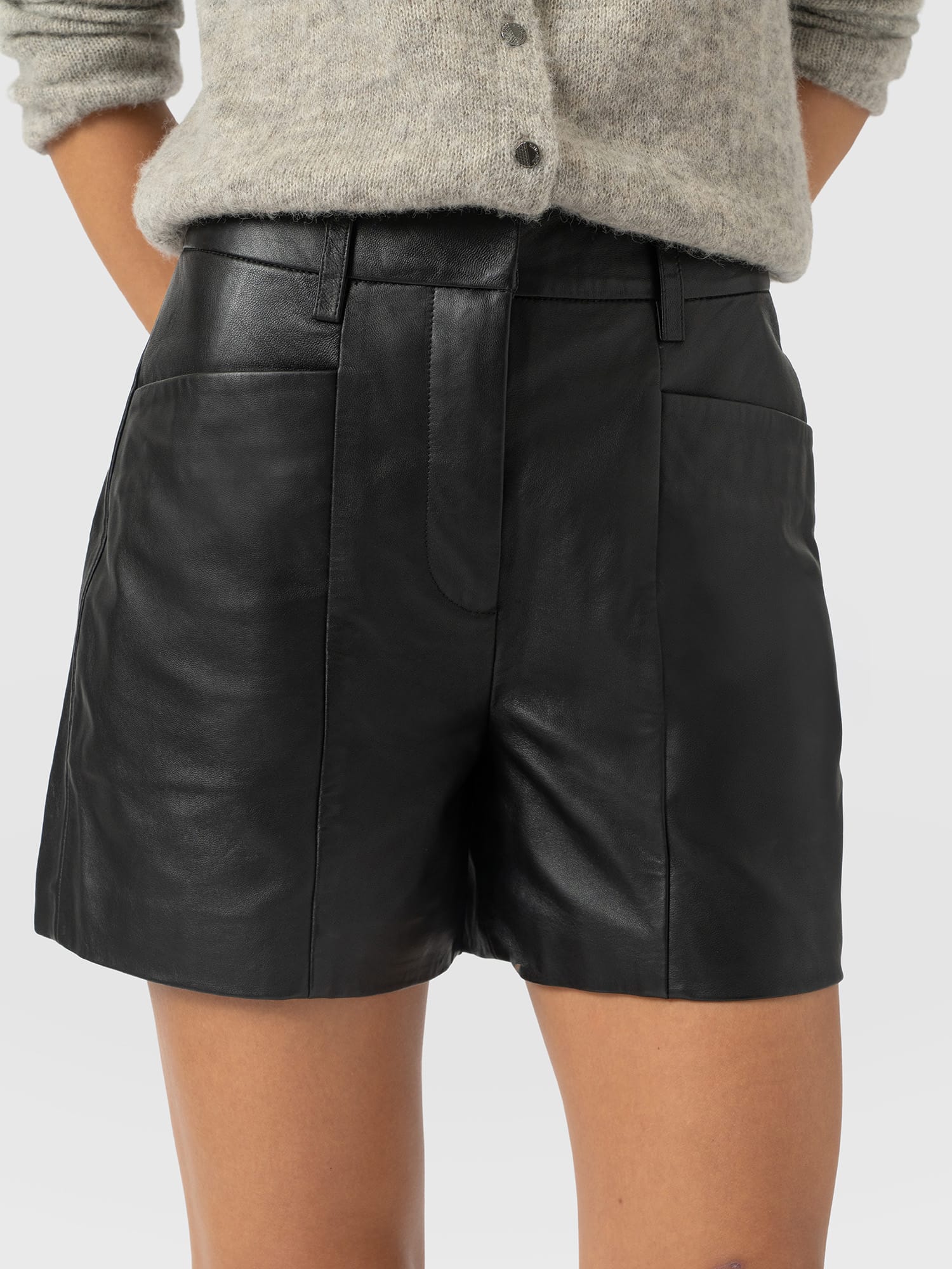 Bonham Leather Short Black - Women's Shorts | Saint and Sofia® USA