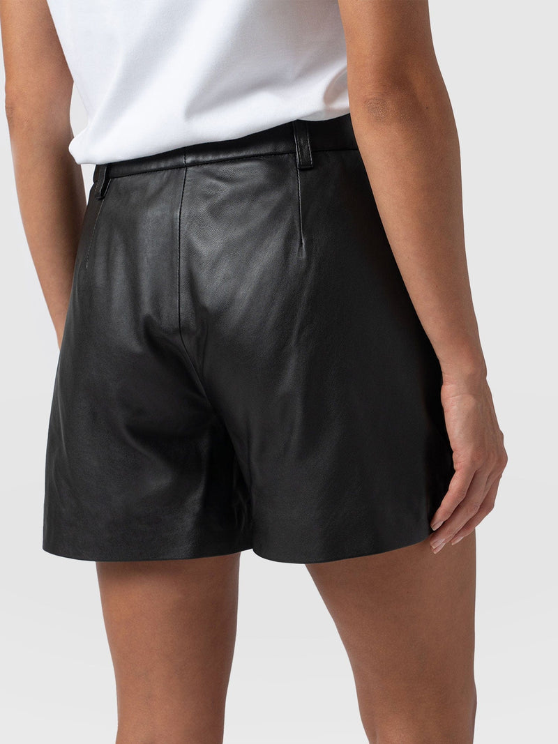 Bonham Leather Short Black - Women's Shorts | Saint + Sofia® US