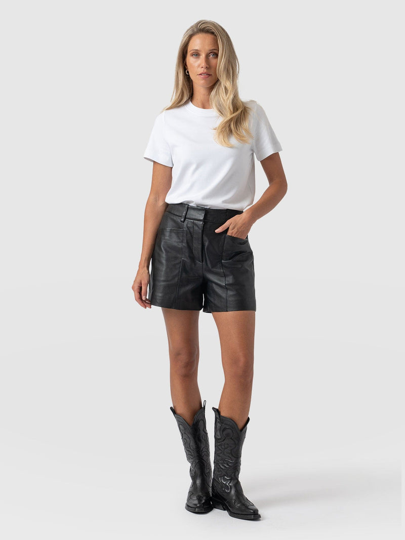 Bonham Leather Short Black - Women's Shorts | Saint + Sofia® US