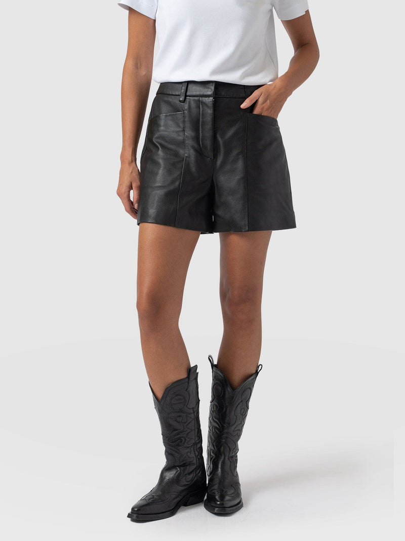 Bonham Leather Short Black - Women's Shorts | Saint + Sofia® US