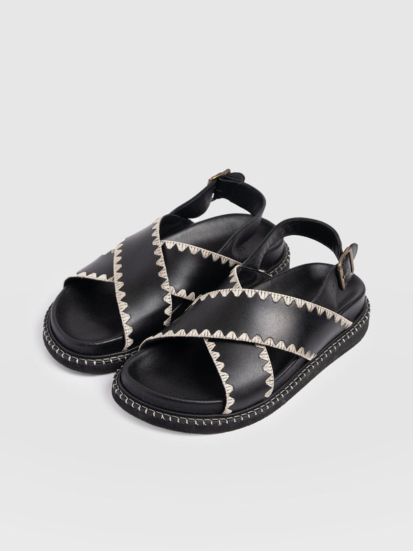 Bonnie Cross Over Sandals - Black - Women's Shoes | Saint + Sofia® USA