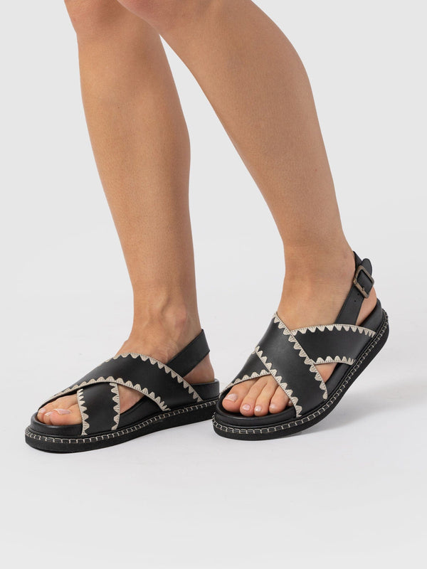 Bonnie Cross Over Sandals - Black - Women's Shoes | Saint + Sofia® USA