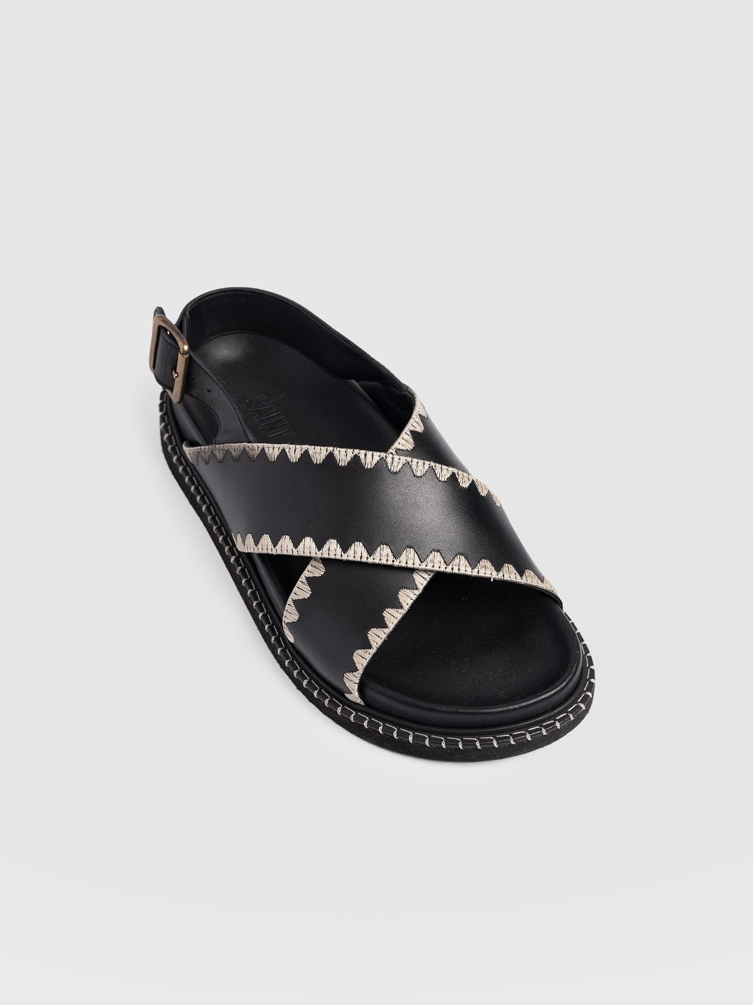 Bonnie Cross Over Sandals - Black - Women's Shoes | Saint + Sofia® USA