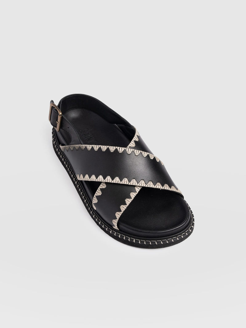 Bonnie Cross Over Sandals - Black - Women's Shoes | Saint + Sofia® USA