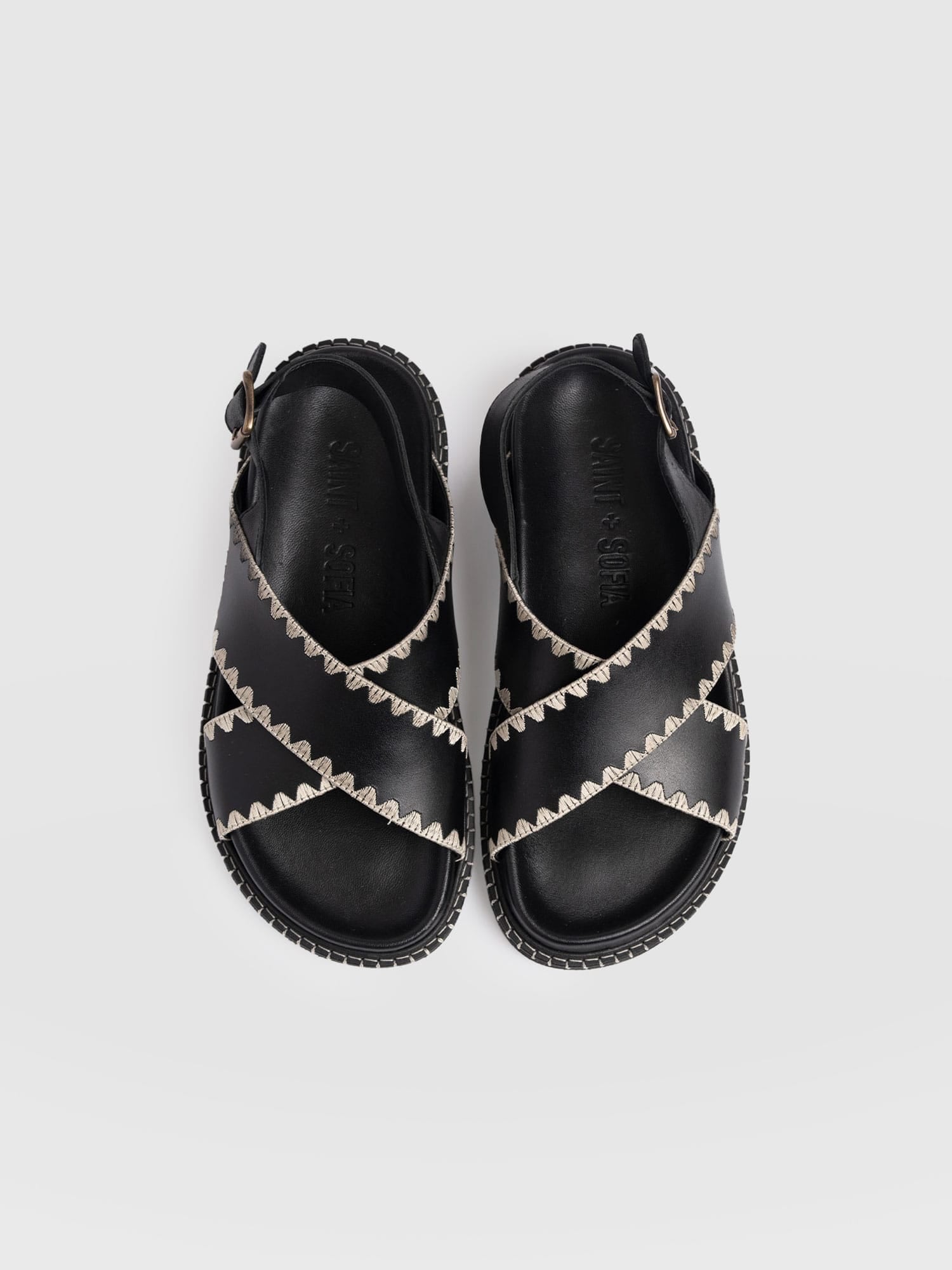 Bonnie Cross Over Sandals - Black - Women's Shoes | Saint + Sofia® USA