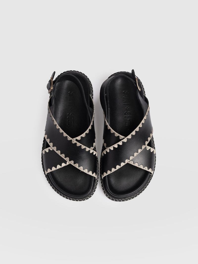 Bonnie Cross Over Sandals - Black - Women's Shoes | Saint + Sofia® USA