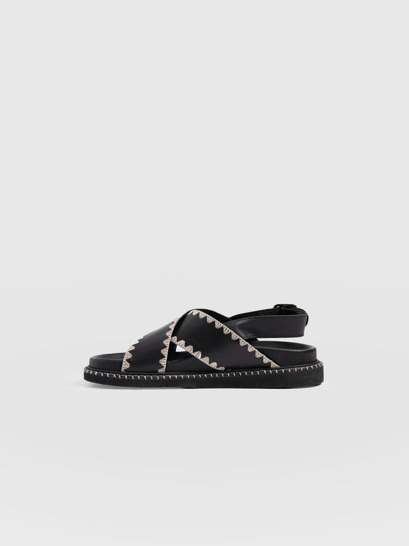 Bonnie Cross Over Sandals - Black - Women's Shoes | Saint + Sofia® USA