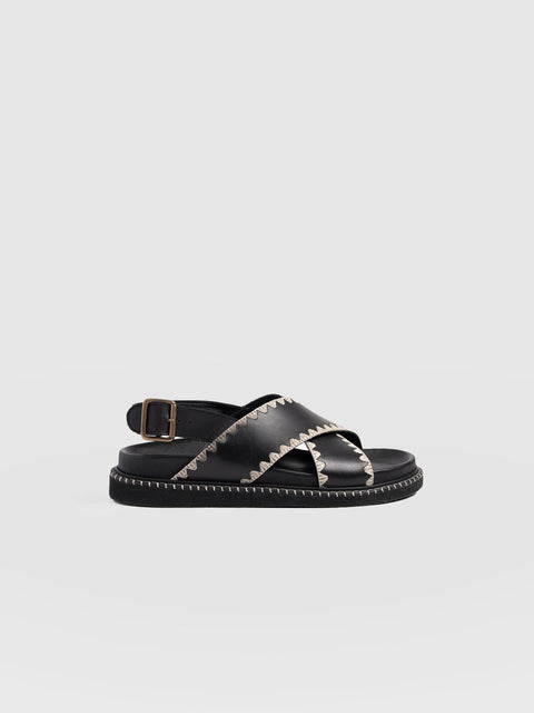 Bonnie Cross Over Sandals - Black - Women's Shoes | Saint + Sofia® USA