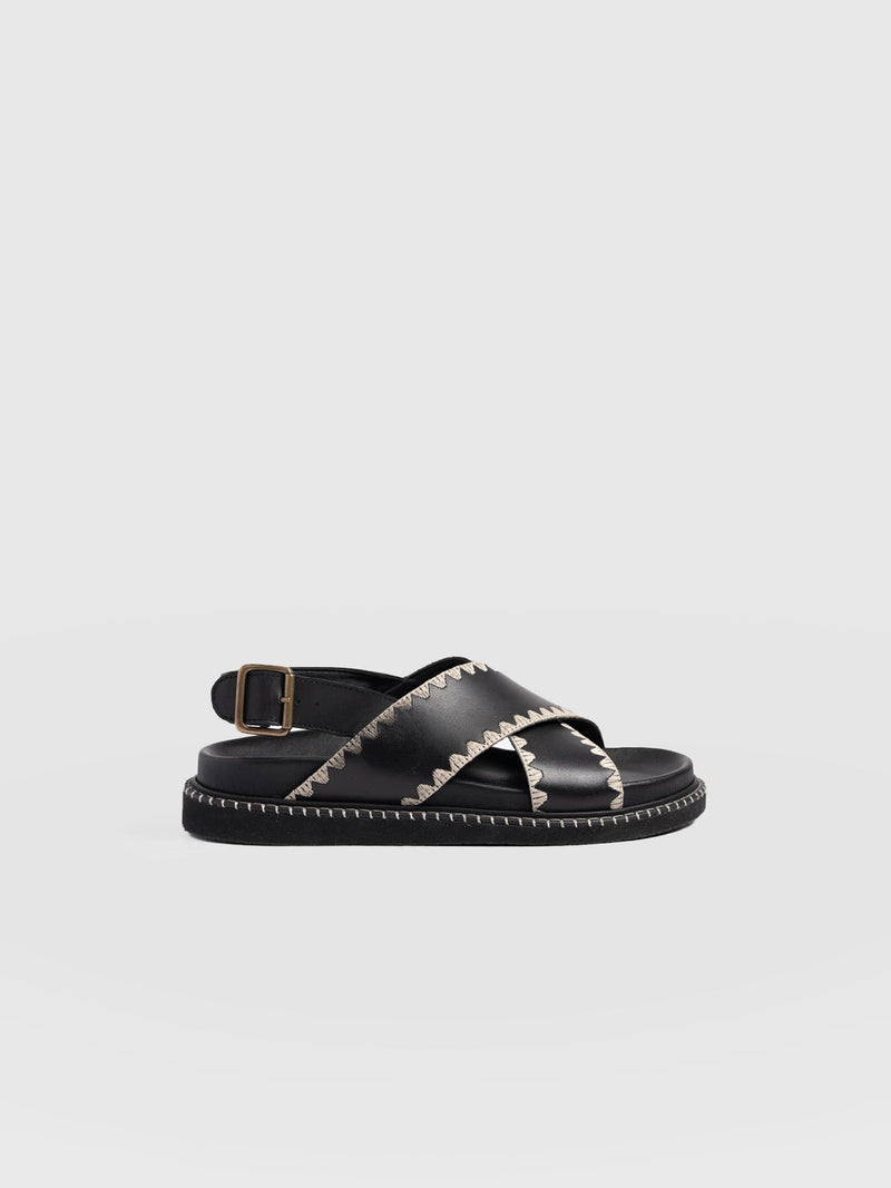 Bonnie Cross Over Sandals - Black - Women's Shoes | Saint + Sofia® USA