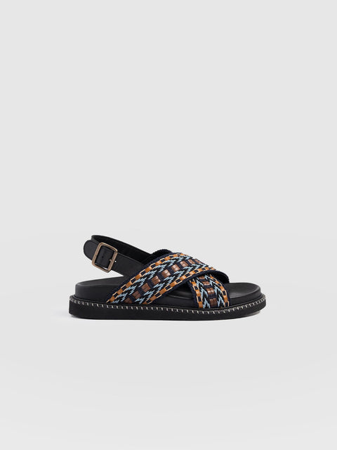 Bonnie Cross Over Sandals - Blue/Brown - Women's Shoes | Saint + Sofia® USA