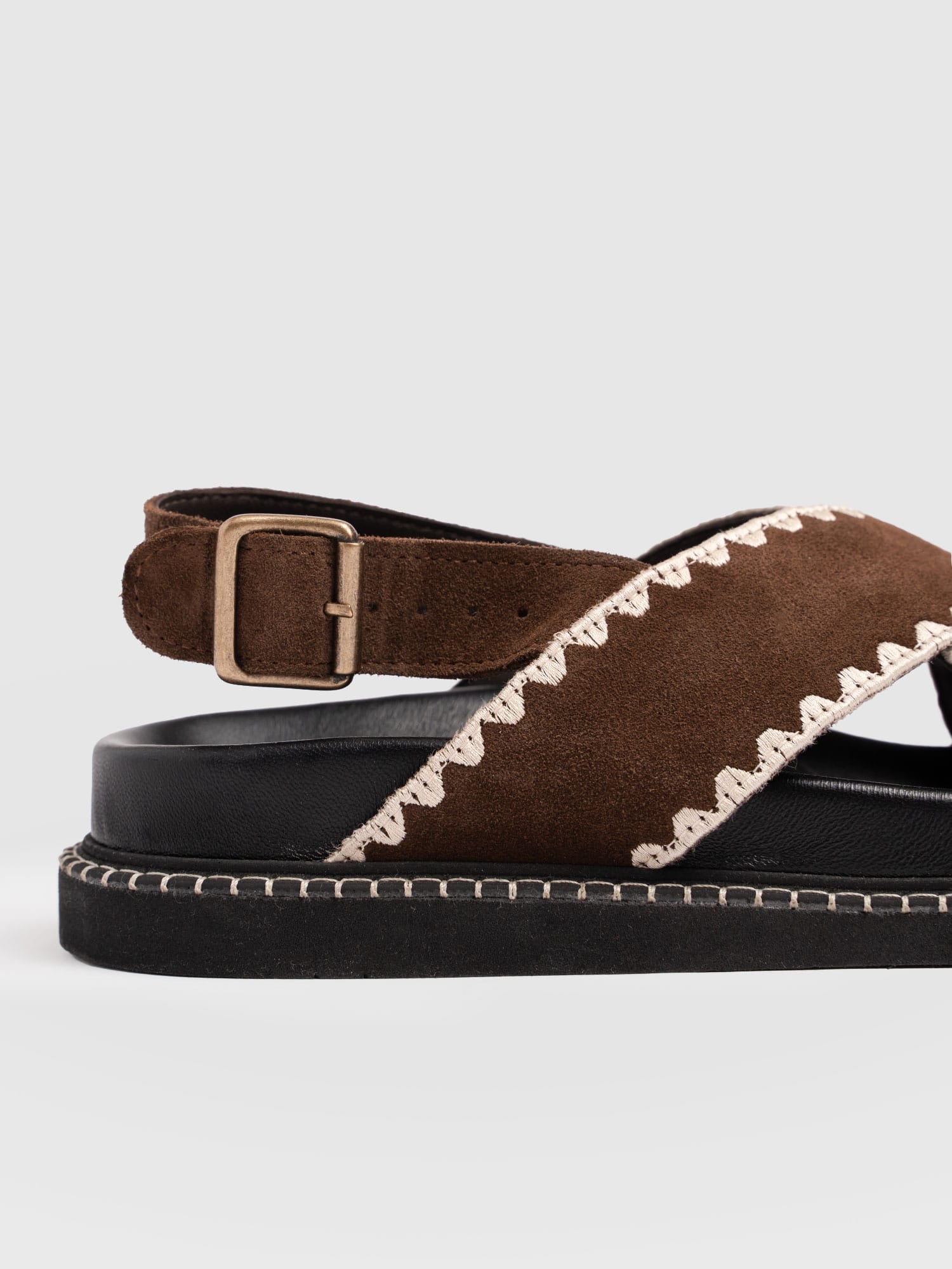 Bonnie Cross Over Sandals - Chocolate Suede - Women's Shoes | Saint + Sofia® USA