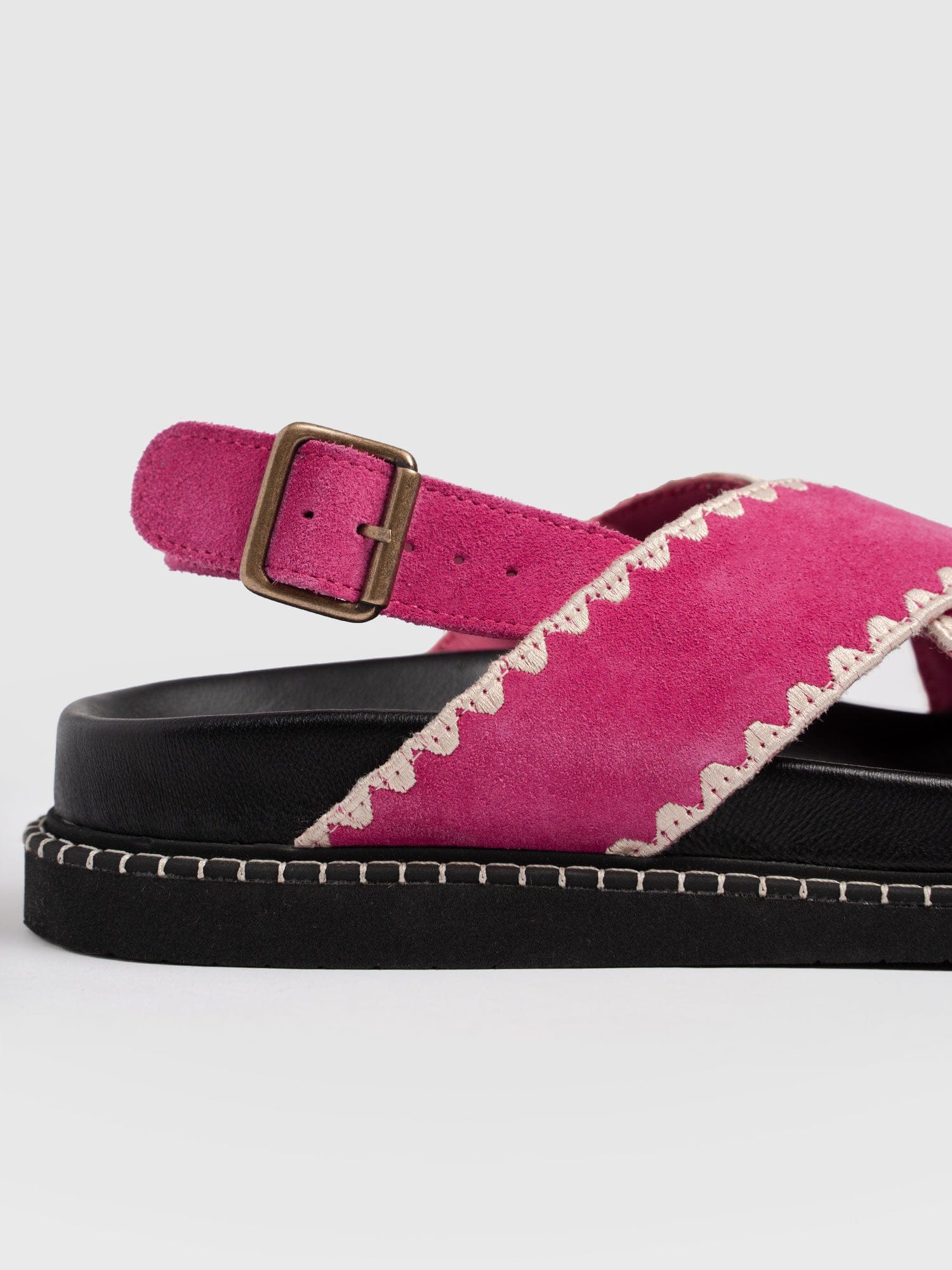 Bonnie Cross Over Sandals - Pink Suede - Women's Shoes | Saint + Sofia® USA