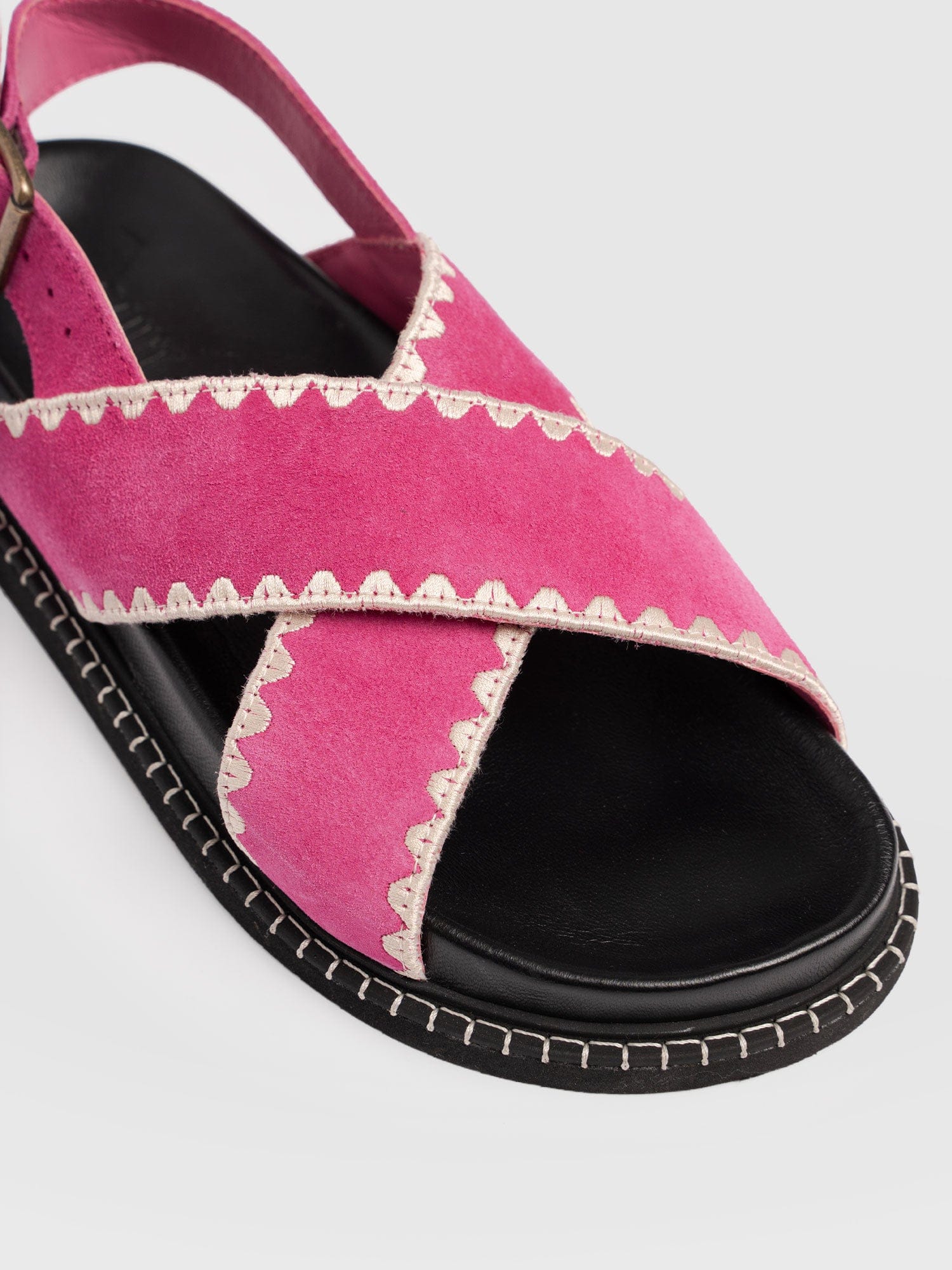 Bonnie Cross Over Sandals - Pink Suede - Women's Shoes | Saint + Sofia® USA