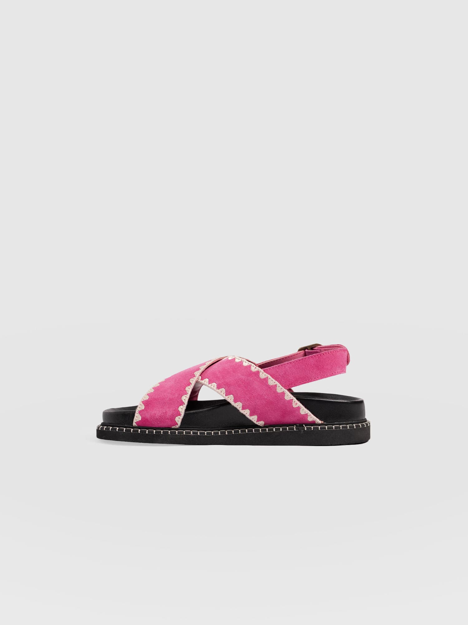 Bonnie Cross Over Sandals - Pink Suede - Women's Shoes | Saint + Sofia® USA
