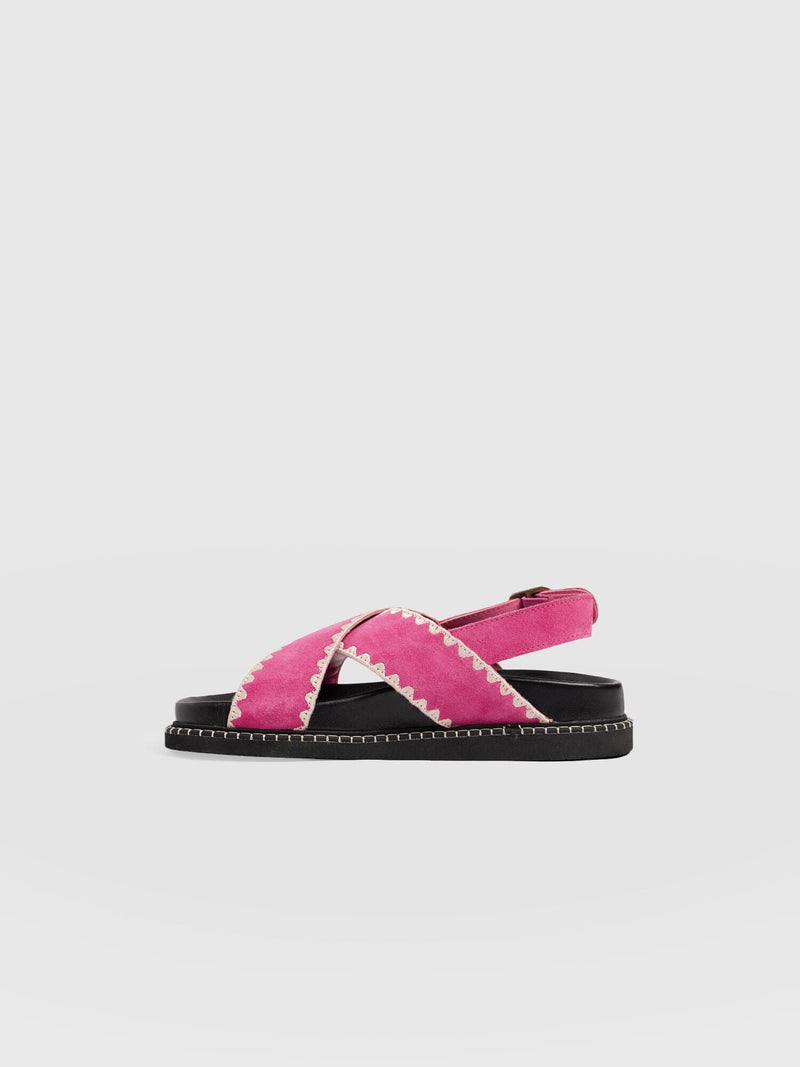 Bonnie Cross Over Sandals - Pink Suede - Women's Shoes | Saint + Sofia® USA