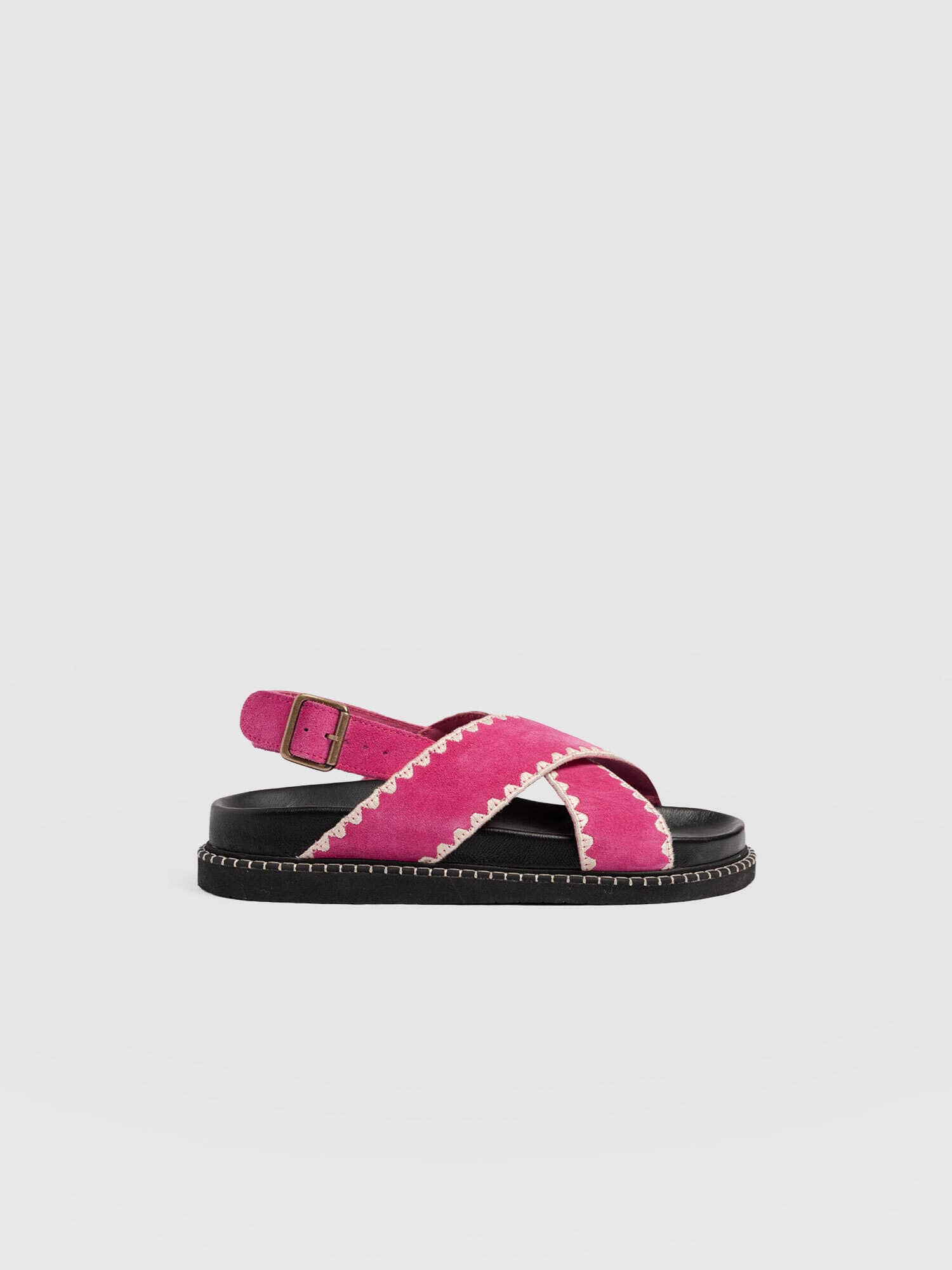 Bonnie Cross Over Sandals - Pink Suede - Women's Shoes | Saint + Sofia® USA
