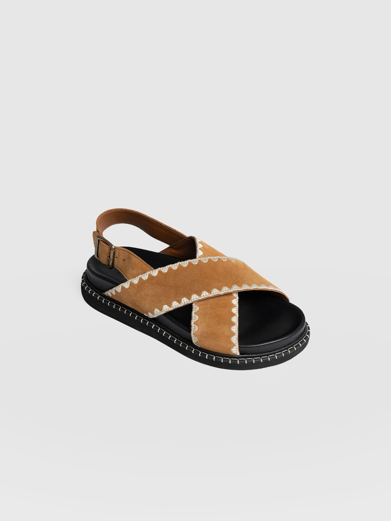 Bonnie Cross Over Sandals - Tan - Women's Shoes | Saint + Sofia® USA