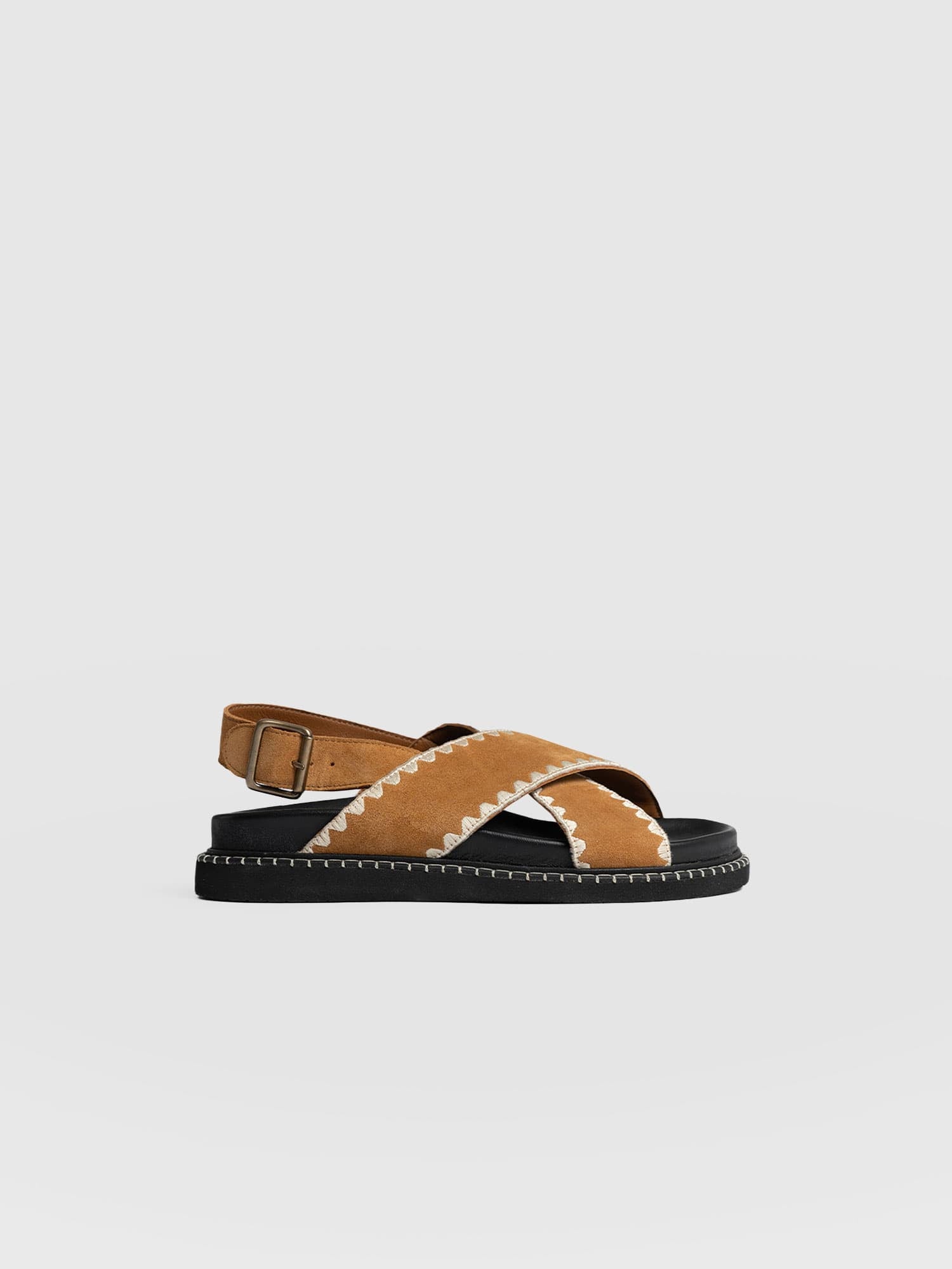 Bonnie Cross Over Sandals - Tan - Women's Shoes | Saint + Sofia® USA