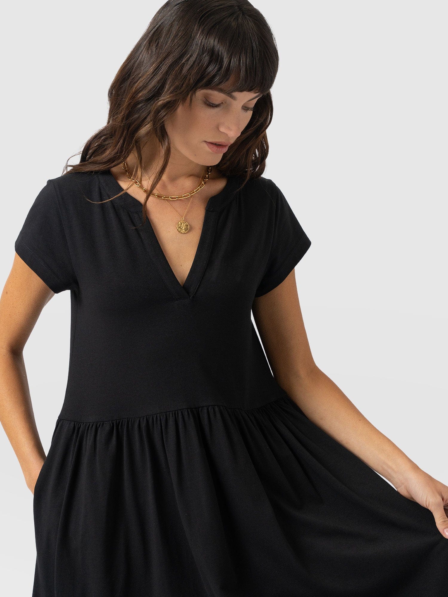 Bonnie V Neck Dress - Black - Women's Dresses | Saint + Sofia® USA